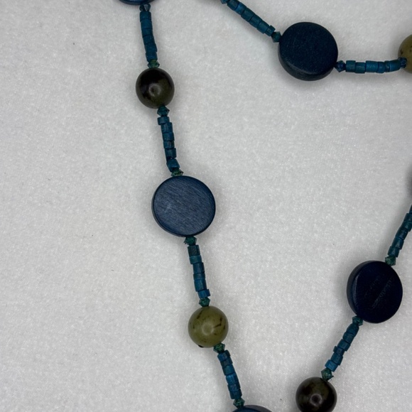 Blue Turquoise Green Beads Leaf Necklace Belt Bohemian Gypsy Festival Style - Picture 11 of 16